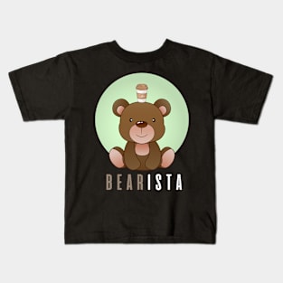 Kawai Bear barista coffee Kids T-Shirt